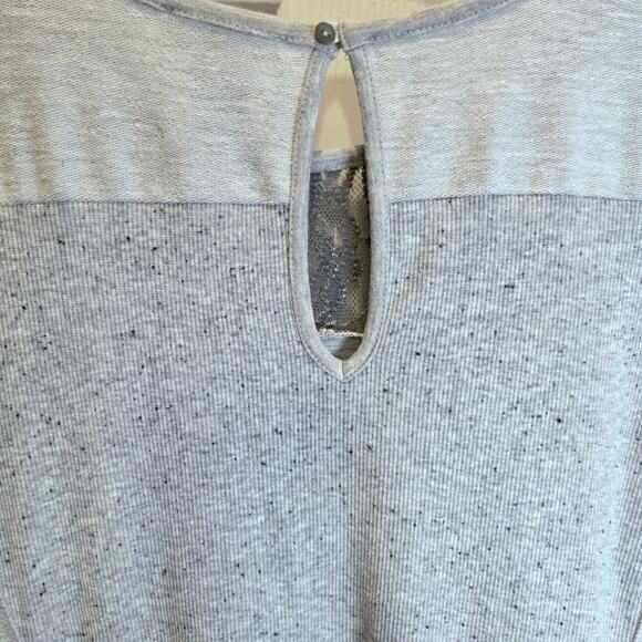 Sundance Manette Lace Sleeve Midi Dress Sz Large Light Gray Stretchy Knit Boho - Picture 7 of 16